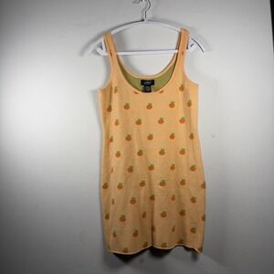 Just Polly New York Stretch XL Peach Print Tank Dress Women's Orange Midi Tank